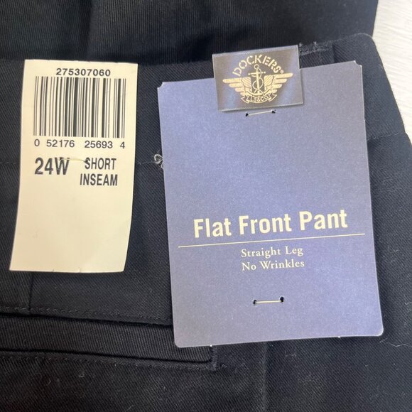 Dockers Pants Womens 24W Short Black New Flat Front Khakis Straight Leg - Picture 9 of 10